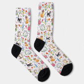 Lustige Blumenkatzen gemusterte Crew Socken (Rechts)