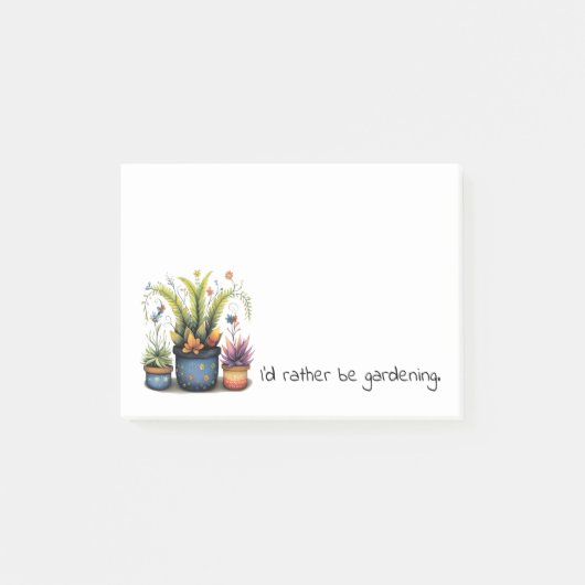 Lustige Blumentöpfe Ich würde lieber gärtnern Post-it Klebezettel (Vorderseite)