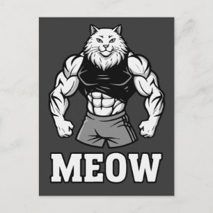 Lustige Bodybuilder-Katze zeigt massive Muskeln Postkarte
