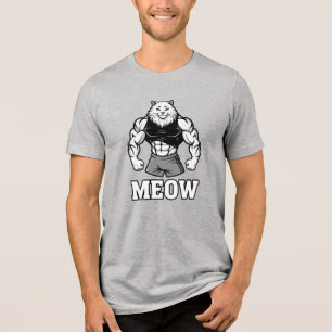Lustige Bodybuilder-Katze zeigt massive Muskeln Tri-Blend Shirt