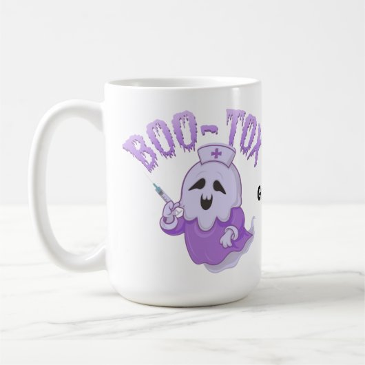 Lustige Boo-Tox-Krankenschwester-Geist-Halloween-M Kaffeetasse (Links)