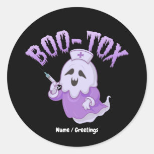 Lustige Boo-Tox-Krankenschwester-Geist Halloween-M Runder Aufkleber