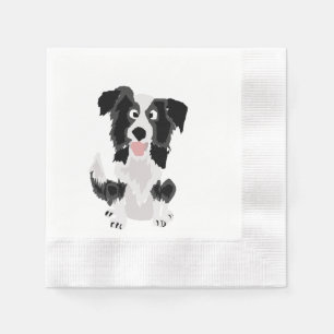 Lustige Border-Collie-Hündchen-Kunst Serviette
