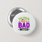 Lustige Böse Hexe Halloween Zitat Vektor Design_1 Button (Vorne & Hinten)