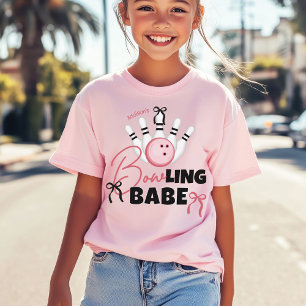 Lustige Bowling-Babe-Mädchen-rosa-Schleifen-Geburt T-Shirt