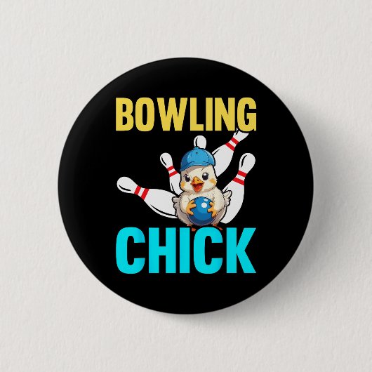 Lustige Bowling-Frauen Süße Bowling-Chick Sportler Button (Vorderseite)