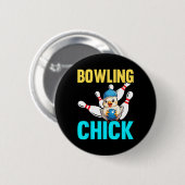 Lustige Bowling-Frauen Süße Bowling-Chick Sportler Button (Vorne & Hinten)