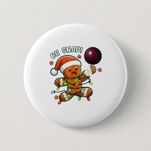 Lustige Bowling-Gebäck-Lichter Oh Snap Gi Button (Vorderseite)