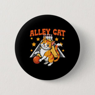 Lustige Bowling-Katz-Wortspiel-Alley-Cat Button