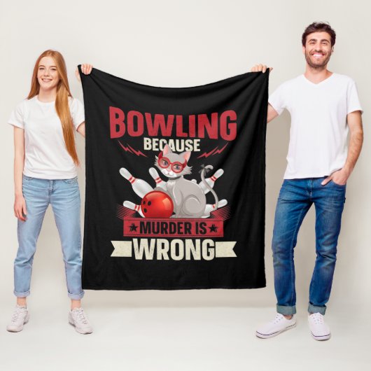 lustige Bowling Mord Cat Liebhaber des Sports Fleecedecke (Beispiel)