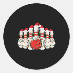 Lustige Bowling-Weihnachtslichter Xmas Bowling-Fan Runder Aufkleber