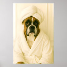 Lustige Boxer-Badezimmerdruck, Boxer im Bademantel