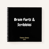 Lustige „Brain Farts & Scribbles“ Schwarzes Monogr Notizblock (Vorderseite)