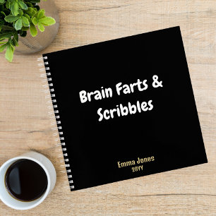 Lustige „Brain Farts & Scribbles“ Schwarzes Monogr Notizblock