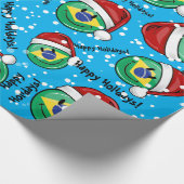 Lustige brasilianische Flaggen-Weihnachtsart Geschenkpapier (Ecke)