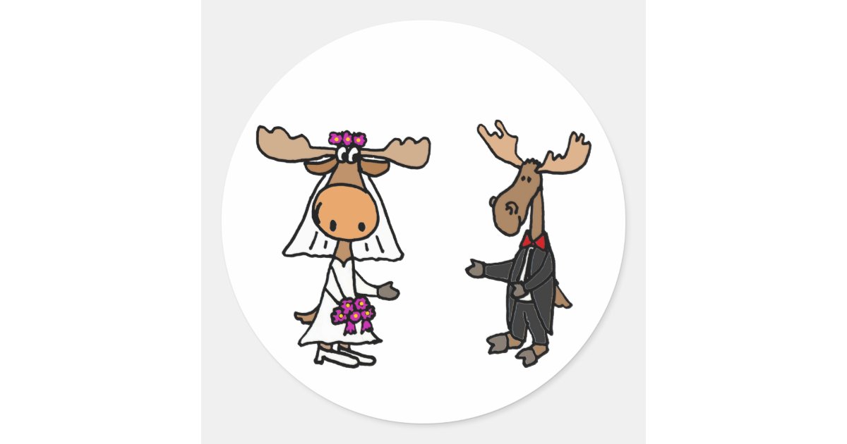 lustige_braut_und_brautigam_elch_hochzeit_runder_aufkleber r0071f2b96c7a4b5f9900c9dc8e92563a_v9waf_8byvr_630