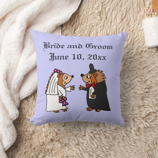 Lustige Braut-und Bräutigam-Igels-Hochzeits-Kunst Kissen (Decke)