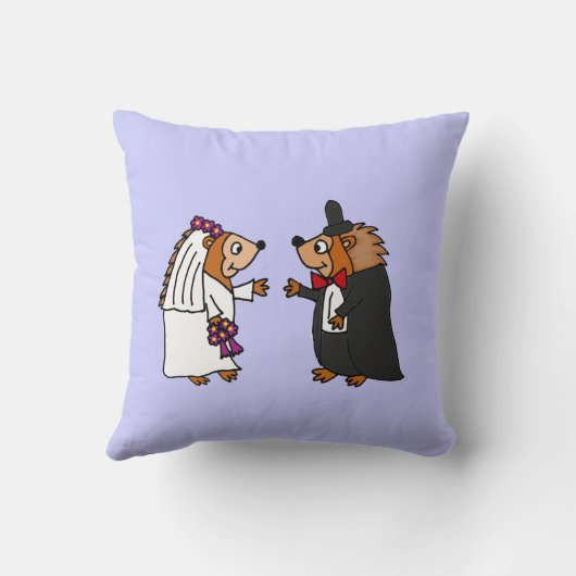 Lustige Braut-und Bräutigam-Igels-Hochzeits-Kunst Kissen (Rückseite)