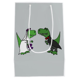 Lustige Braut und Bräutigam T-rex Mittlere Geschenktüte