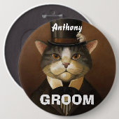 Lustige Bräutigamkatze Button (Vorne & Hinten)