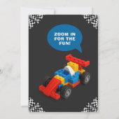 Lustige Brick-Rennfahrer-Geburtstagsfeier Einladung (Rückseite)