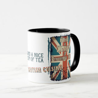 Lustige britische Fisch und Tasse