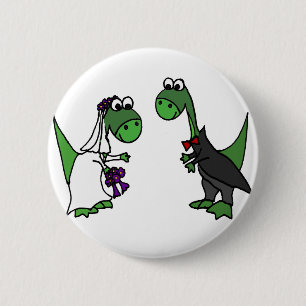 Lustige Brontosaurus-Hochzeits-Kunst Button