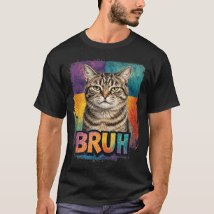 Lustige Bruh-Katze Meme Vintage Farbige Retro-Graf T-Shirt