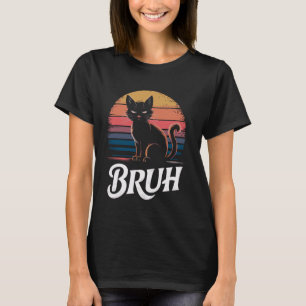 Lustige Bruh-Katze Meme Vintage-Sonnenuntergangs-D T-Shirt
