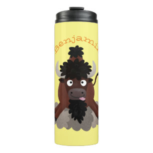 Lustige Büffel-Bison-Cartoon-Illustration Thermosbecher