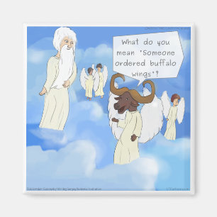 Lustige Büffelflügel im Himmel Geschenk Magnet