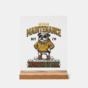 Lustige Bulldogge-Zitat Vintage-Gravur T-Shirt Des Acrylschild