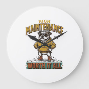 Lustige Bulldogge-Zitat Vintage-Gravur T-Shirt Des Große Wanduhr