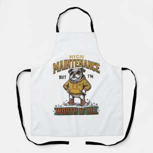 Lustige Bulldogge-Zitat Vintage-Gravur T-Shirt Des Schürze