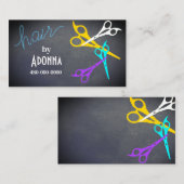 lustige bunt Schere Haar Stylesalon grau Visitenkarte (Vorne/Hinten)