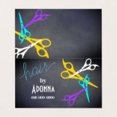 lustige bunt Schere Haar Stylesalon grau Visitenkarten (Außenseite Aufgefaltet)