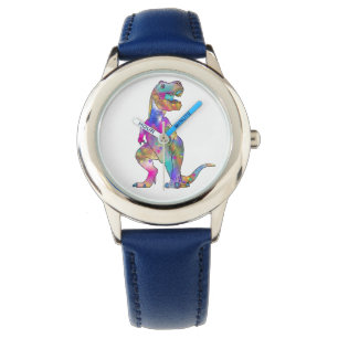 Lustige bunte beängstigende Dinosaurier-Kunst T Armbanduhr