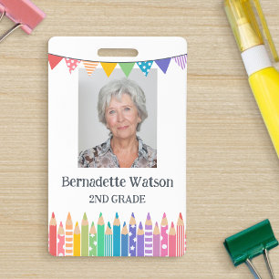 Lustige bunte Buntstifte Schullehrer-ID Ausweis