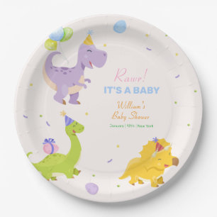 Lustige bunte Dinosaurier-Ballon-Party-Baby-Dusche Pappteller