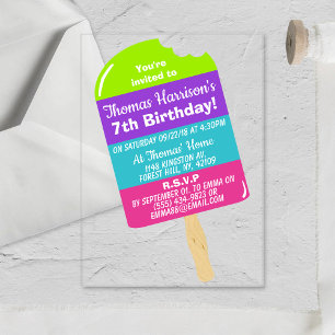 Lustige Bunte Eis-am-Stiel Geburtstag für jedes Al Acryleinladungen