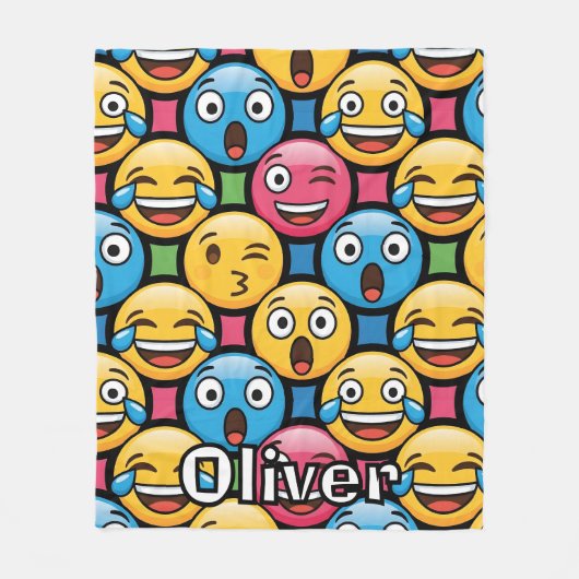 Lustige bunte Emoji-Gesichter Fleecedecke (Vorderseite)