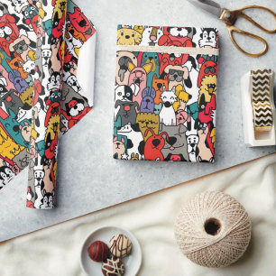 Lustige bunte Hunde Geschenkpapier
