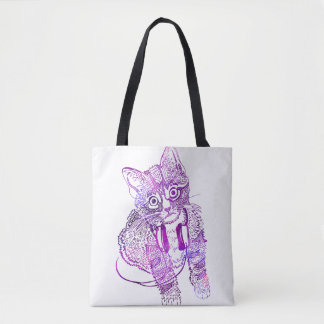 Lustige bunte Katze in der Kopfhörerillustration Tasche