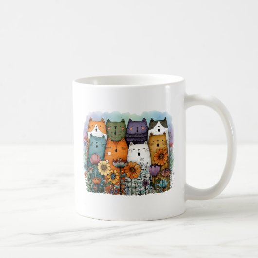 Lustige Bunte Katze Kaffeetasse (Rechts)