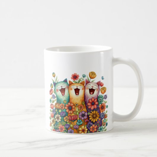 Lustige Bunte Katze Kaffeetasse (Rechts)