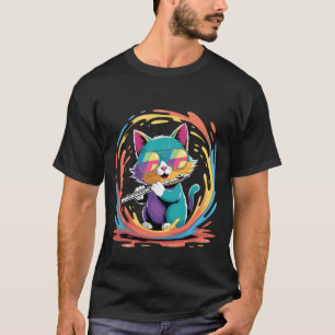 Lustige bunte Katze mit Sonnenbrille Katze spielt T-Shirt