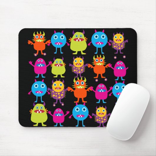 Lustige bunte Monster-Party-Geschöpf-Charaktere Mousepad (Mit Mouse)