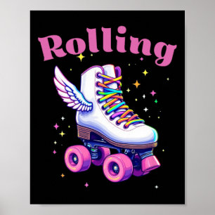 Lustige Bunte Rollschuh Fähigkeiten Straßenparty B Poster