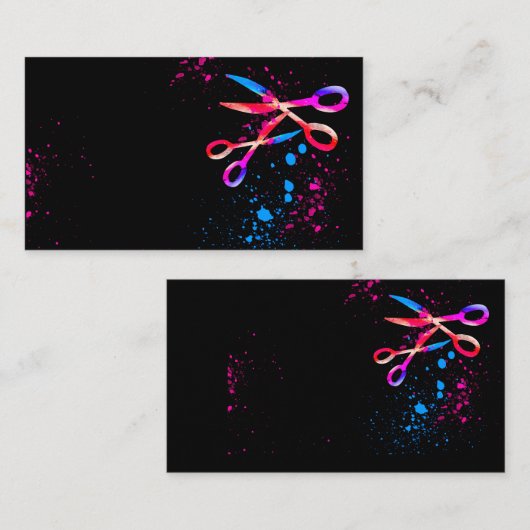 lustige bunte Schere Kunst auf schwarz für kundens Visitenkarte (Vorne/Hinten)