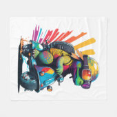 Lustige Bunte Schildkröte Auf Einem Roller Fleecedecke (Vorderseite (Horizontal))